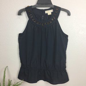 MK Navy Sleeveless Blouse w/Peplum  NWT  Petite M